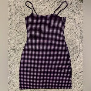 Divided Brand Checkered Purple and Black Bodycon Mini Dress BNWOT Size Small